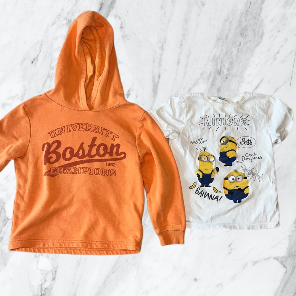 🧡2/$30 H&M hoodie and minion shirt